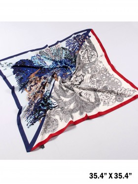 Silk Feeling Scarf W/ Spring Themed Pattern